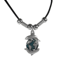 Dolphins Encircling the Earth Adjustable Cord Necklace